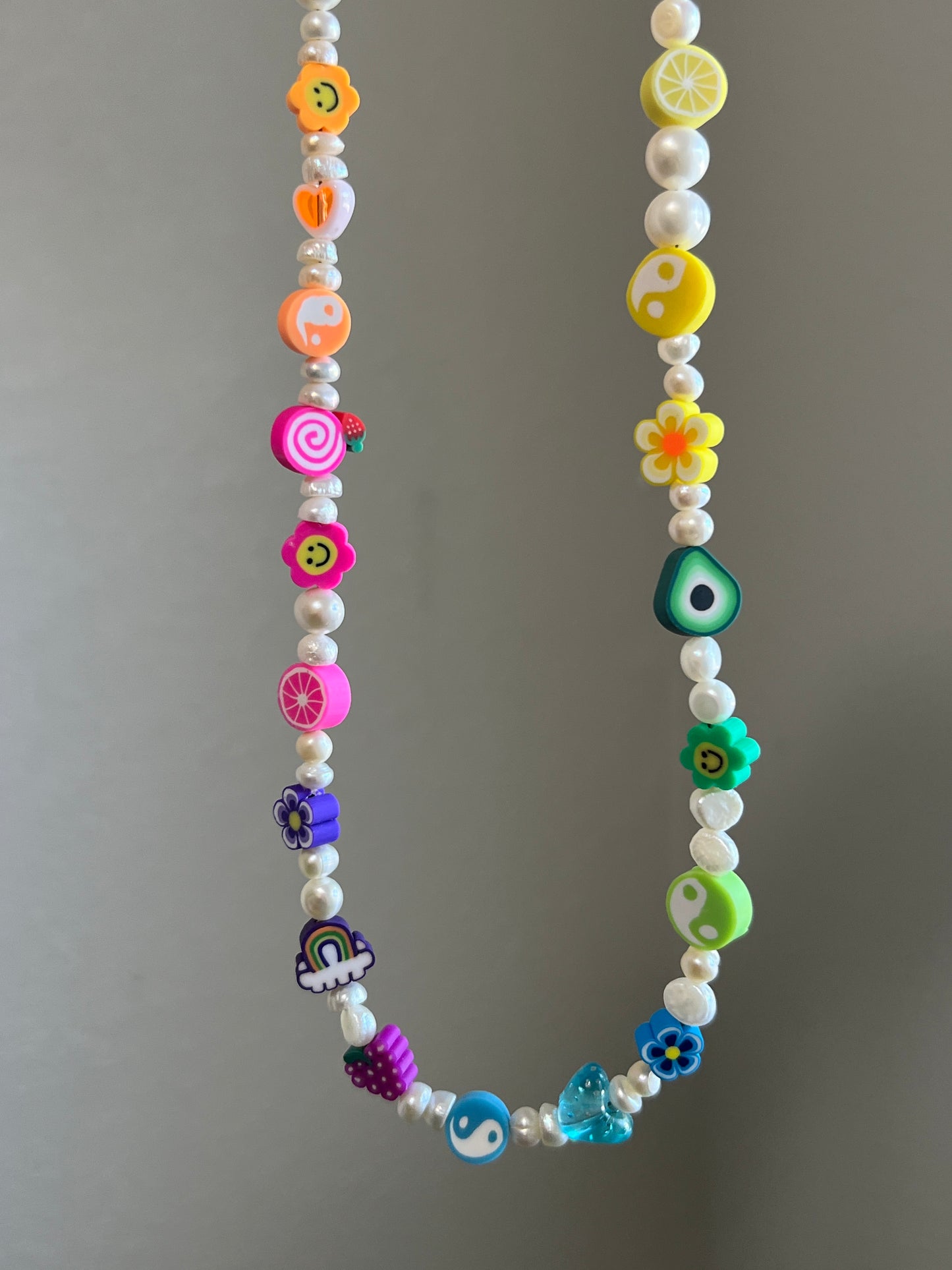 Rainbow pearl necklace