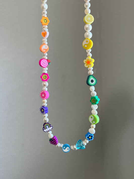 Rainbow pearl necklace