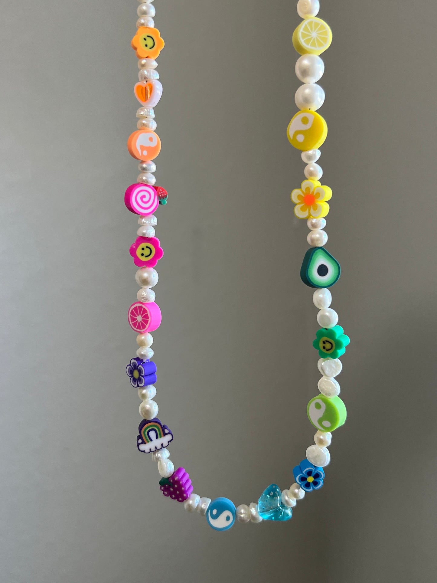 Rainbow pearl necklace