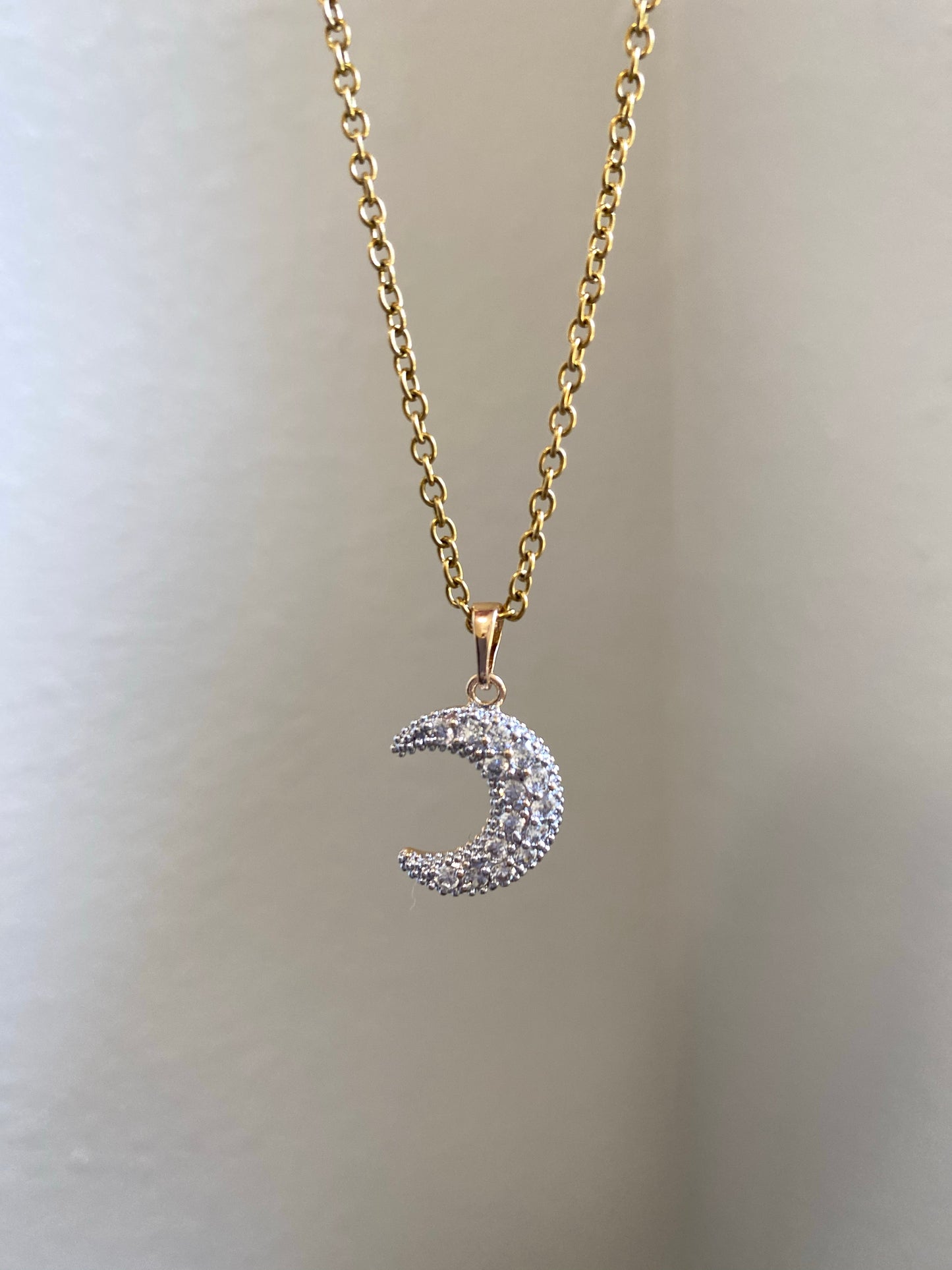 Diamond moon necklace