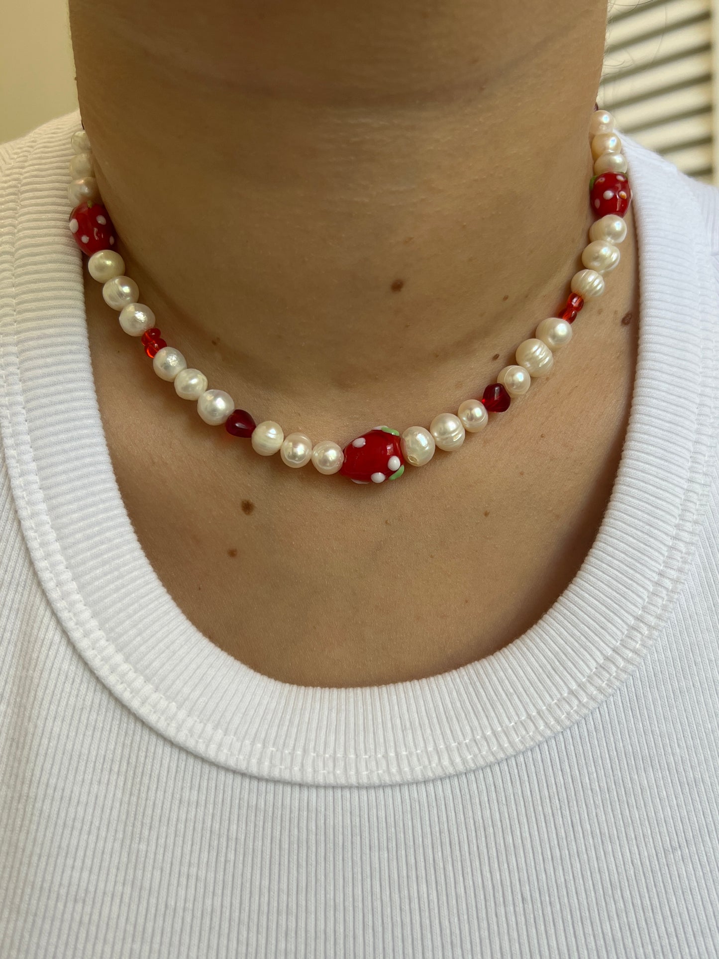 Strawberry pearl necklace