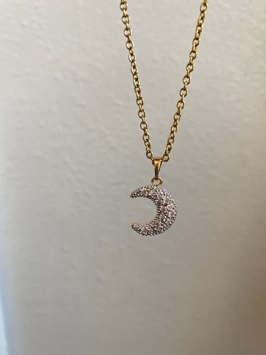 Diamond moon necklace